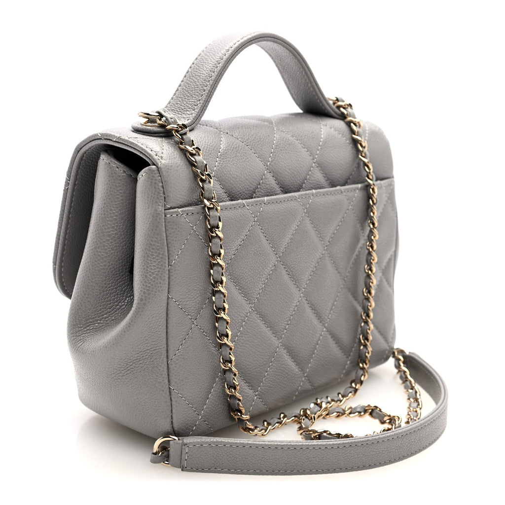 Caviar Quilted Small Business Affinity Flap Grey