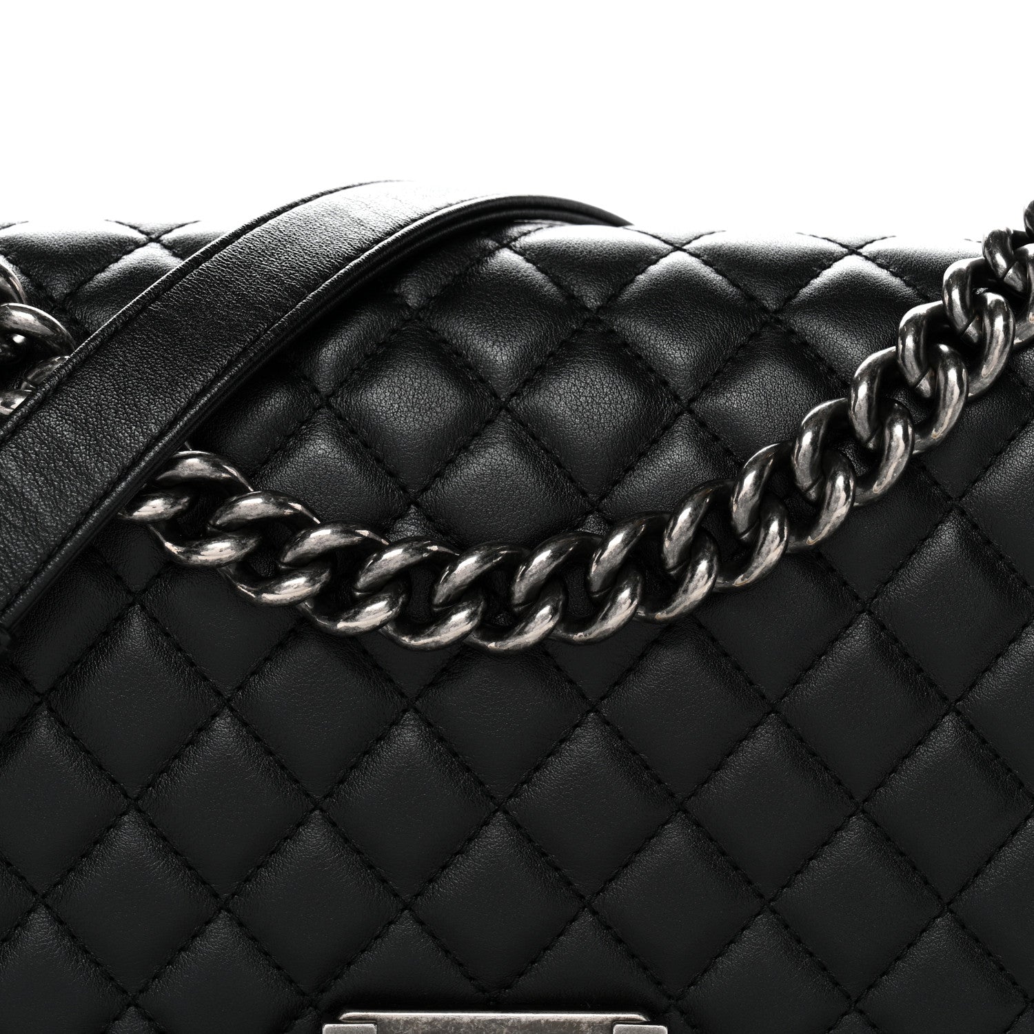 Lambskin Quilted Medium Boy Flap Black