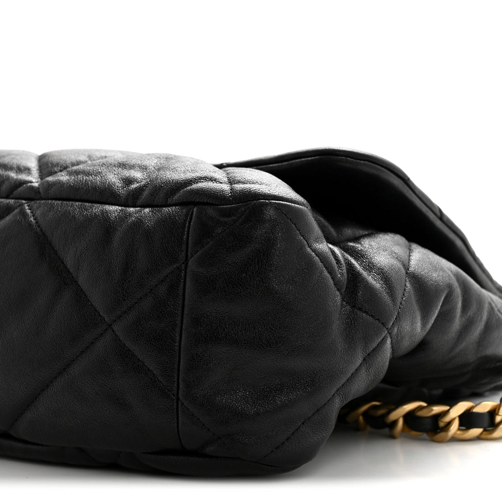 Goatskin Quilted Maxi Chanel 19 Flap Black