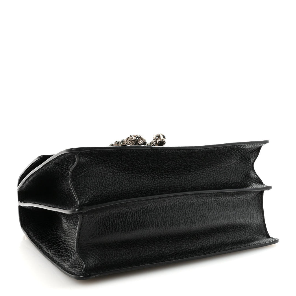 Dollar Calfskin Crystal Web Medium Dionysus Bamboo Top Handle Bag Black Black Diamond