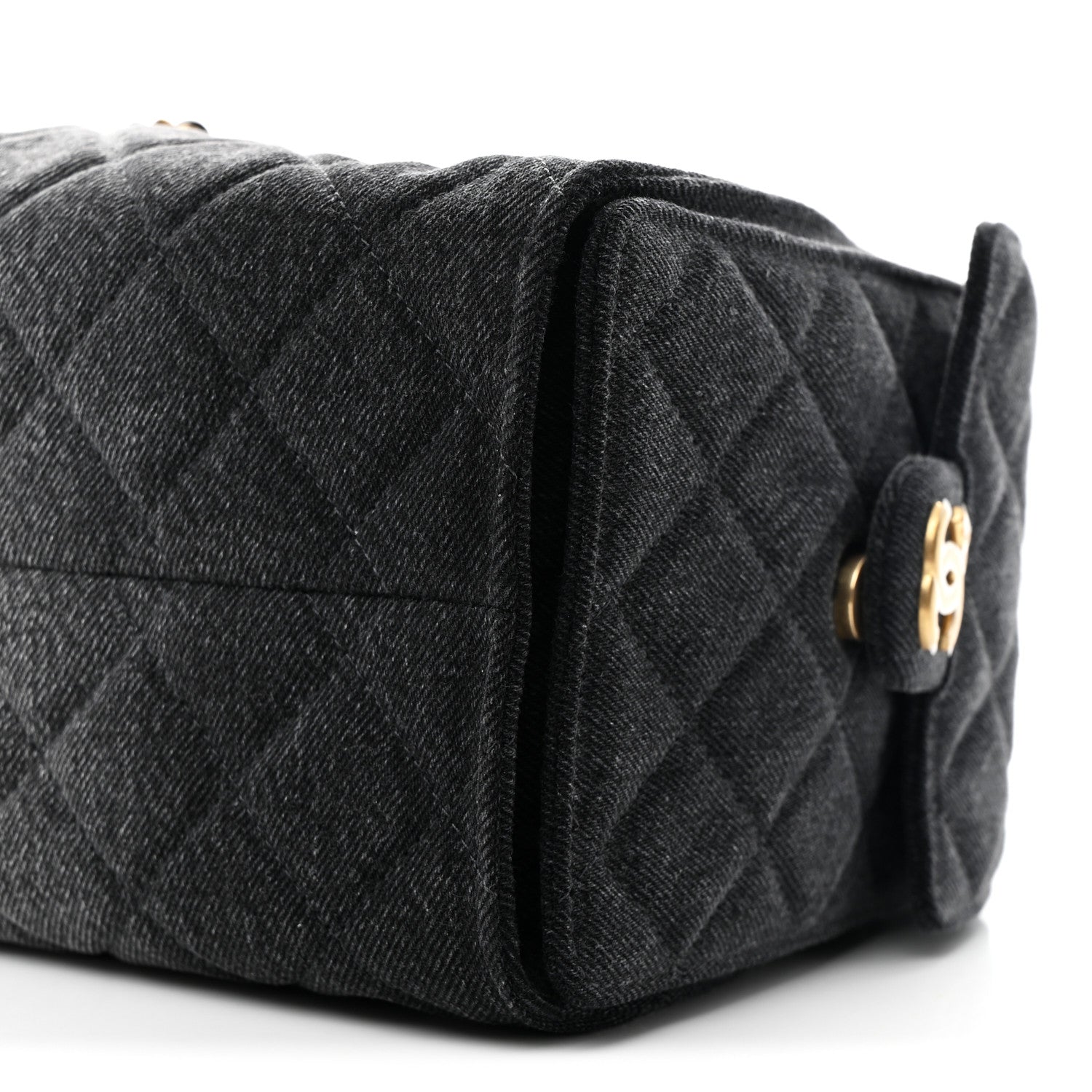 Washed Denim Quilted Small Chanel 25 Handbag Black