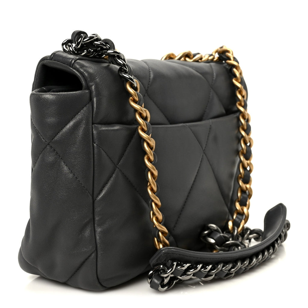 Lambskin Quilted Medium Chanel 19 Flap Dark Grey