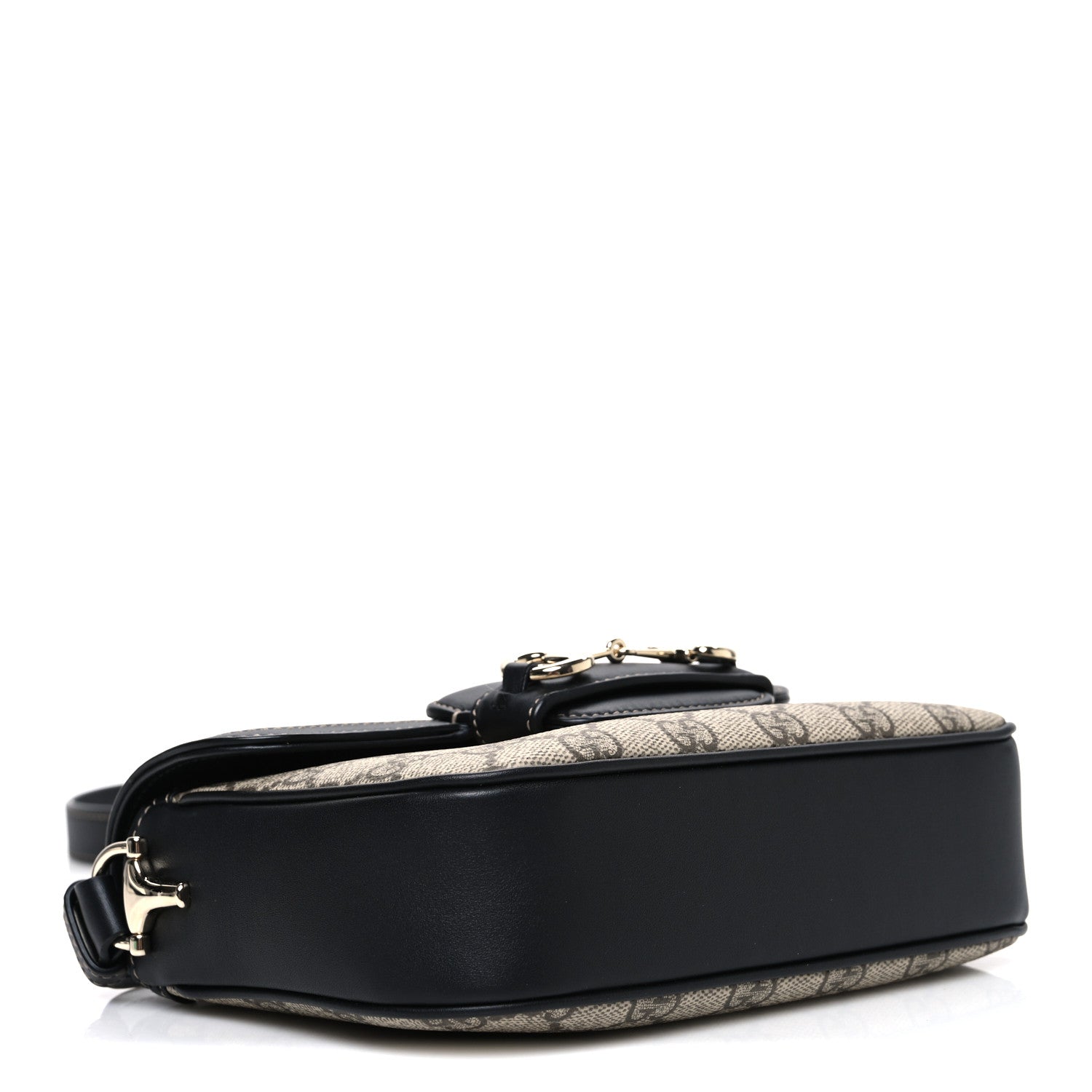 GG Supreme Monogram Horsebit 1955 Soft Small Shoulder Bag Beige Black