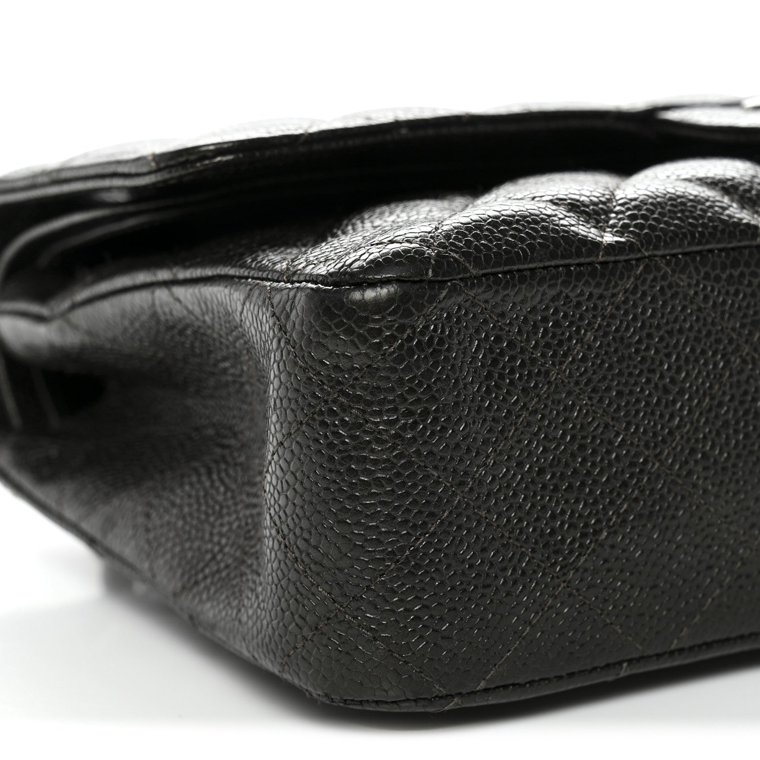 Metallic Caviar Quilted Medium Double Flap Dark Charcoal