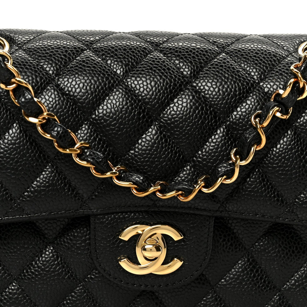 Caviar Quilted Small Double Flap Black