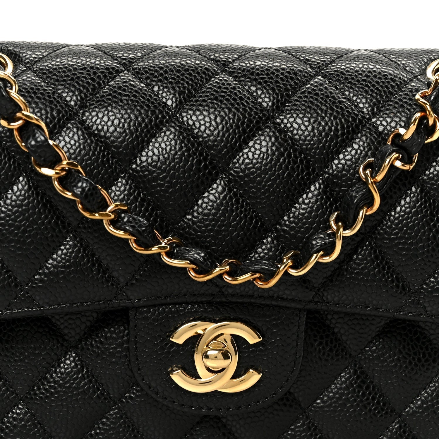 Caviar Quilted Small Double Flap Black