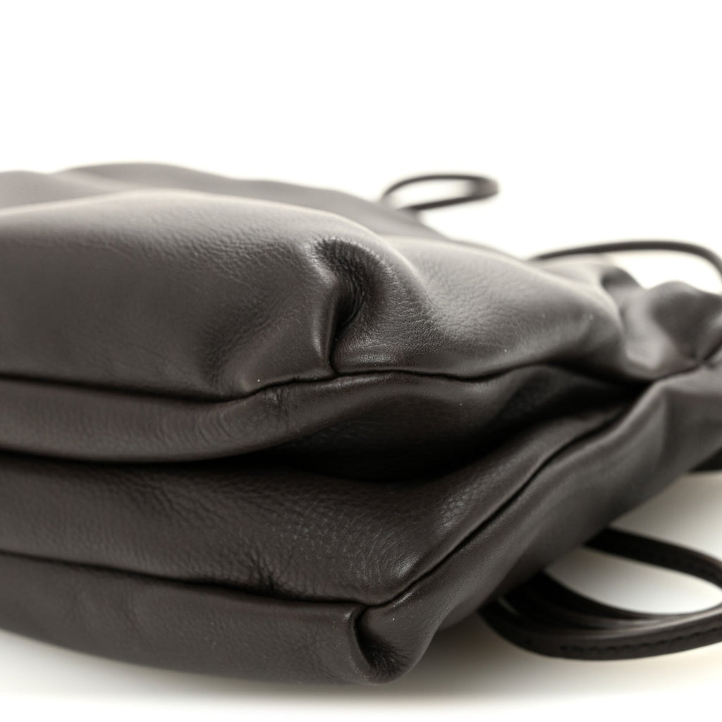 Grained Calfskin Bourse Clutch Dark Brown