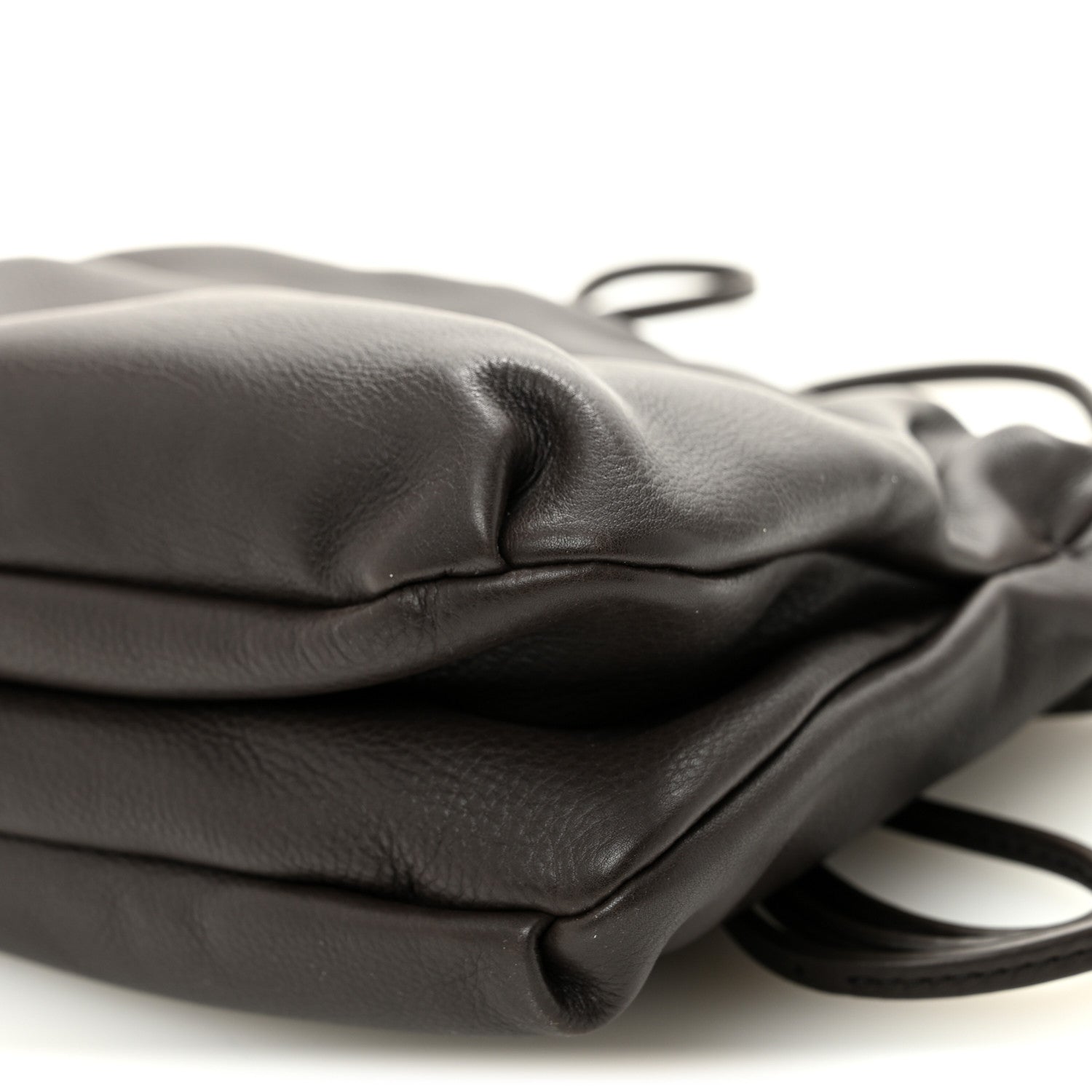 Grained Calfskin Bourse Clutch Dark Brown