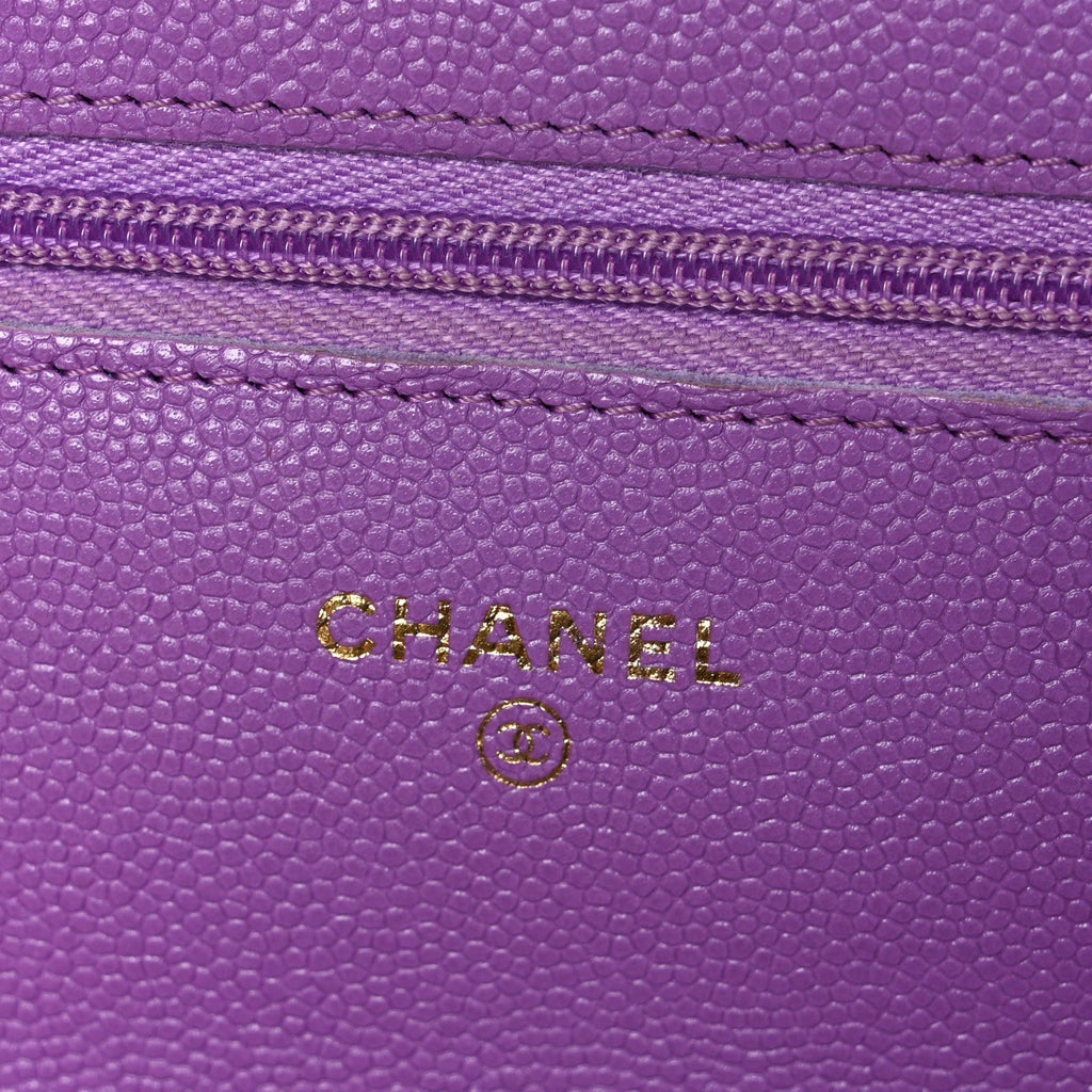Caviar Quilted Wallet On Chain WOC Purple
