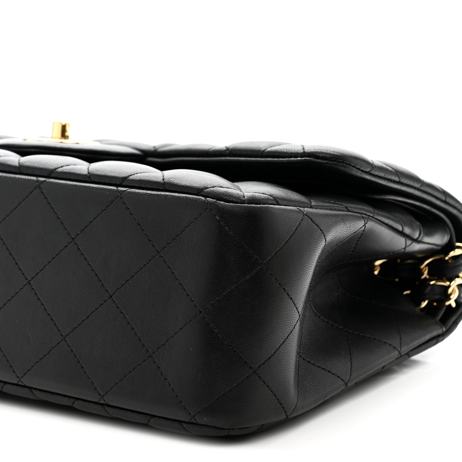 Lambskin Quilted Jumbo Double Flap Black