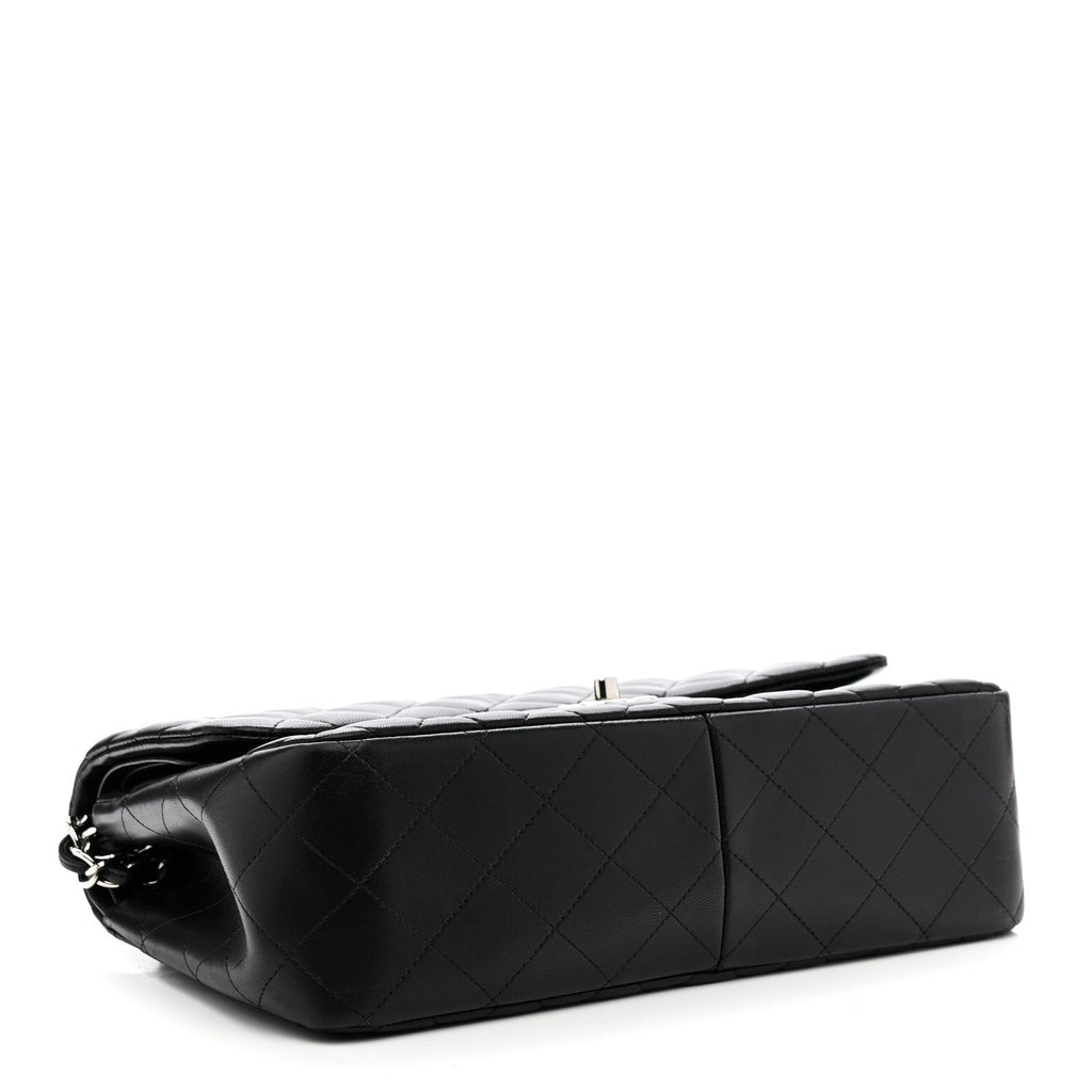 Lambskin Quilted Jumbo Double Flap Black