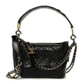 Aged Calfskin Quilted Small Gabrielle Logo Hobo Black