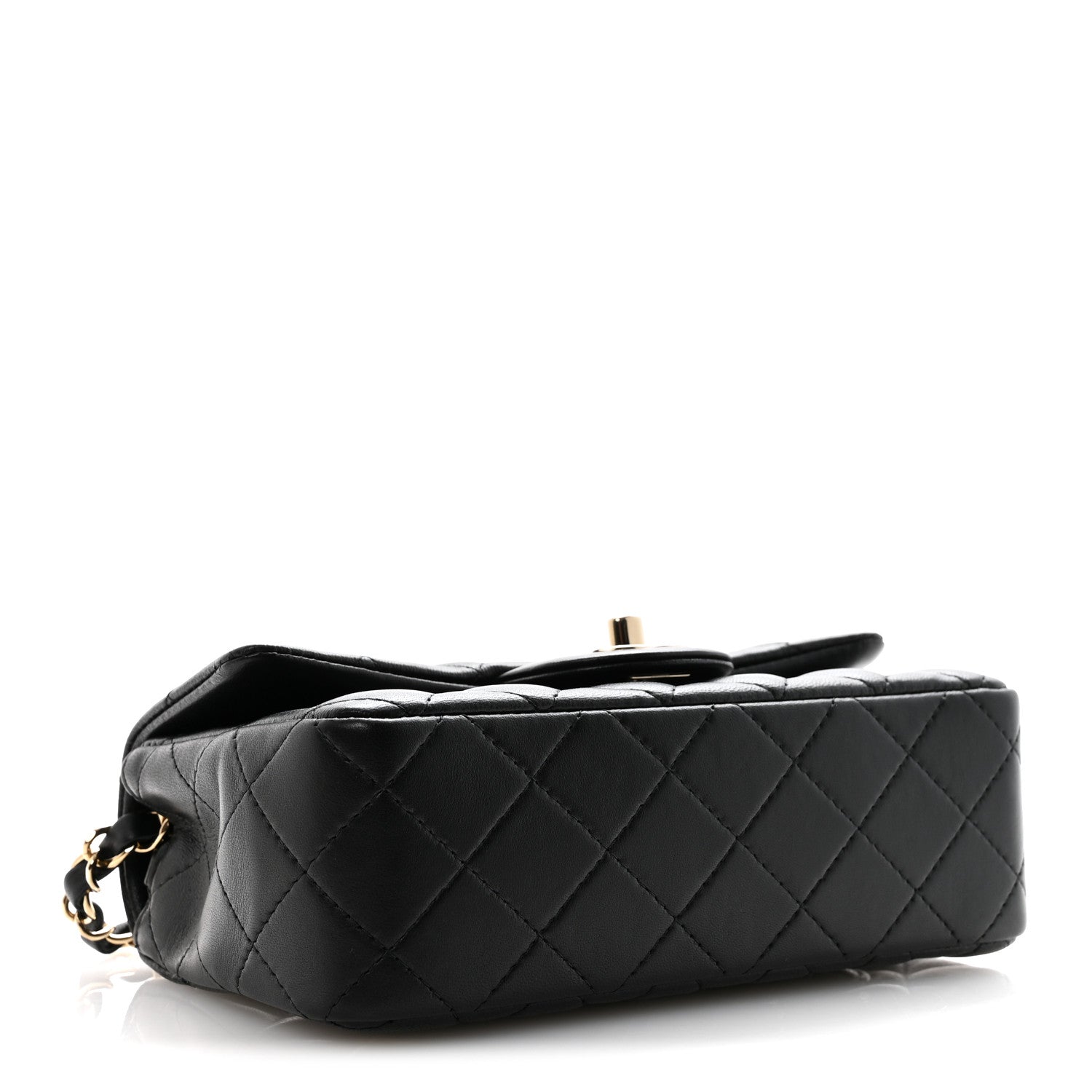 Lambskin Quilted Mini Rectangular Flap Black