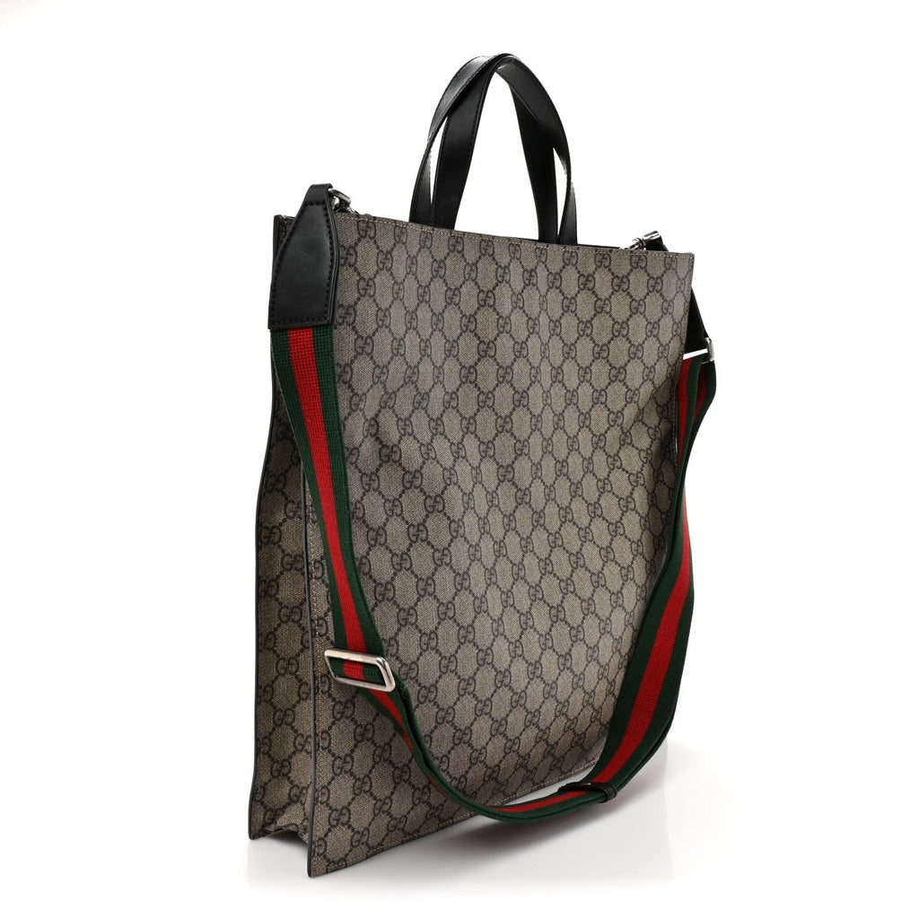 Soft GG Supreme Monogram Web Vertical Tote Black