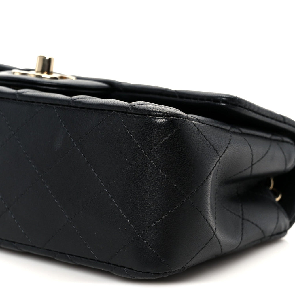 Lambskin Quilted Mini Rectangular Flap Black