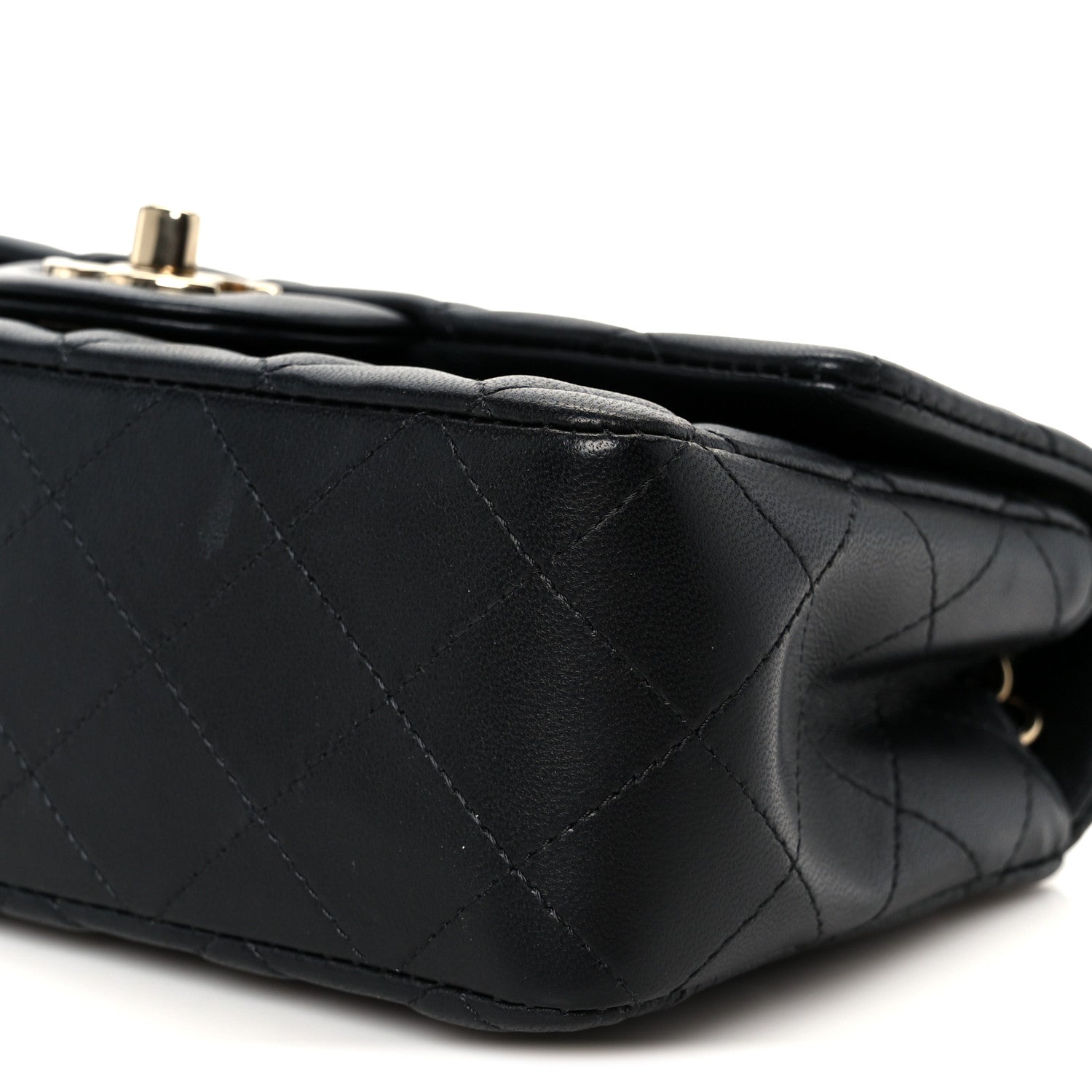 Lambskin Quilted Mini Rectangular Flap Black