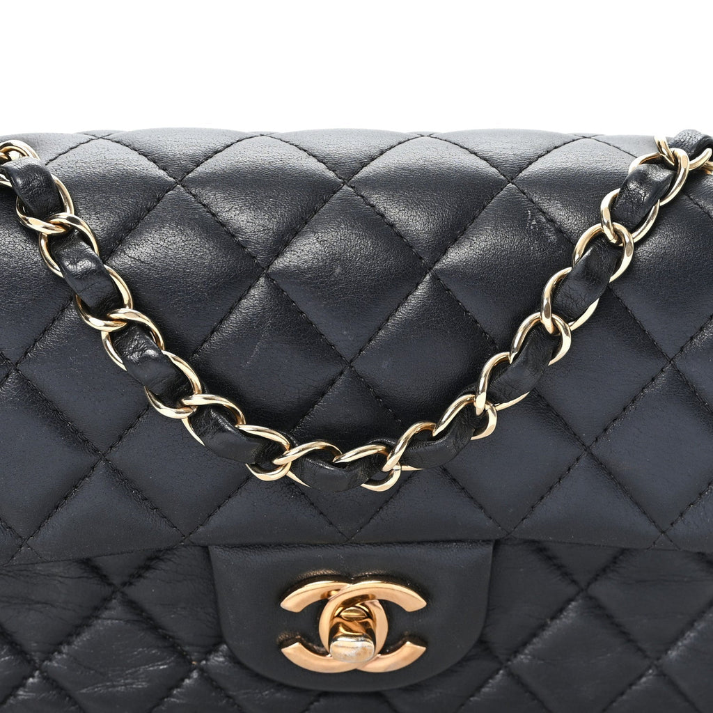 Lambskin Quilted Mini Rectangular Flap Black