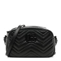 Calfskin Matelasse Monochrome Small GG Marmont Chain Shoulder Bag Black