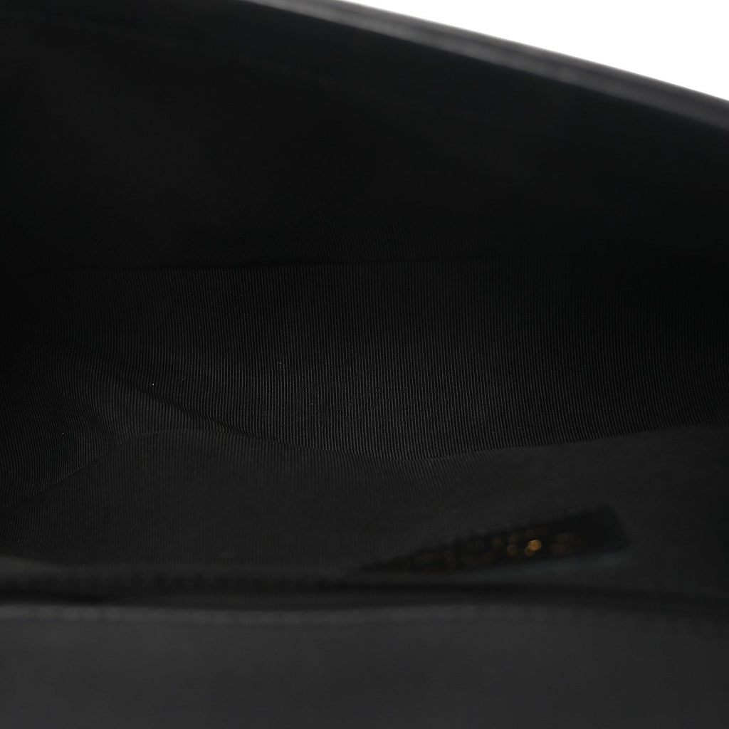 Lambskin Chevron Quilted Medium Boy Flap Black