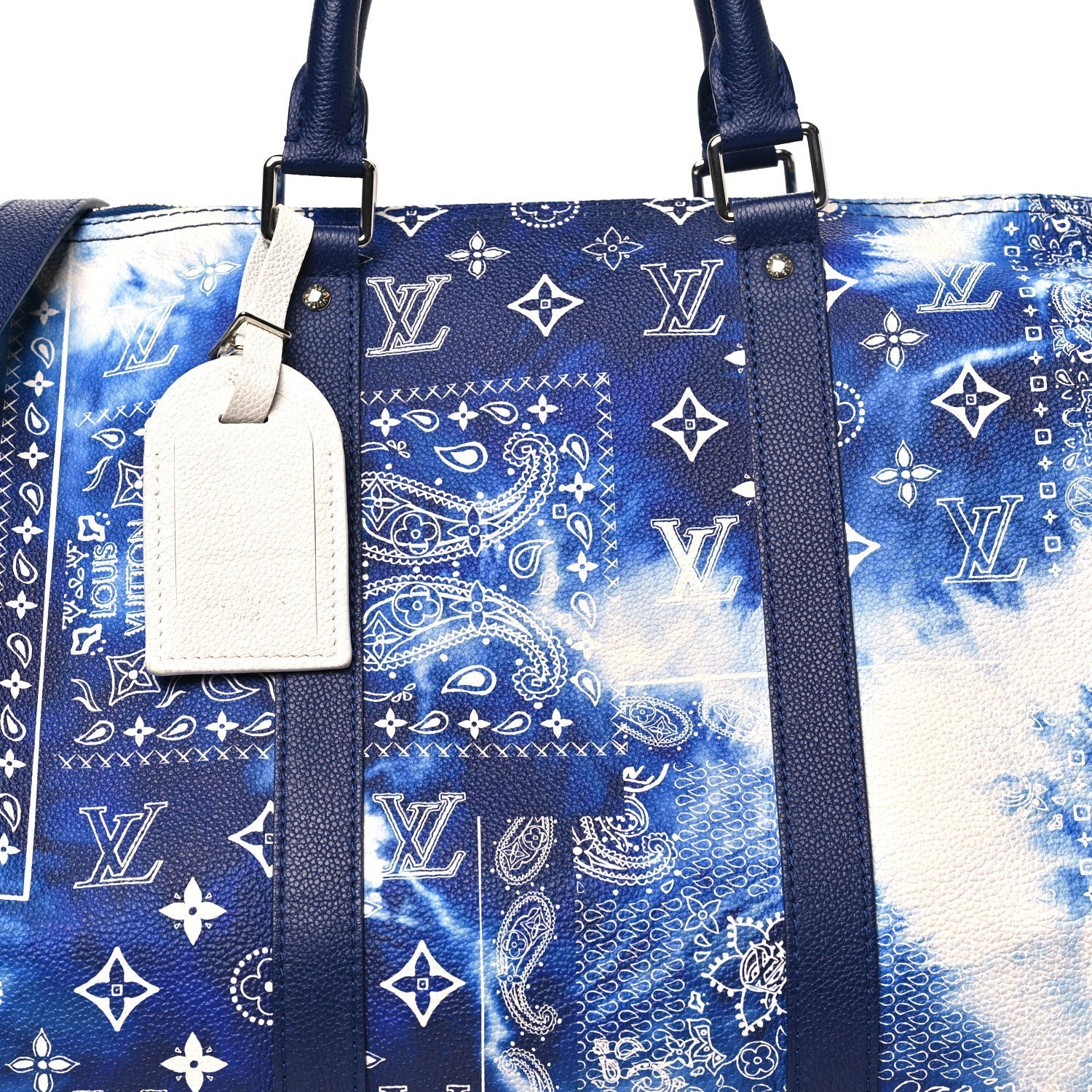 Cowhide Monogram Bandana Keepall Bandouliere 50 Blue