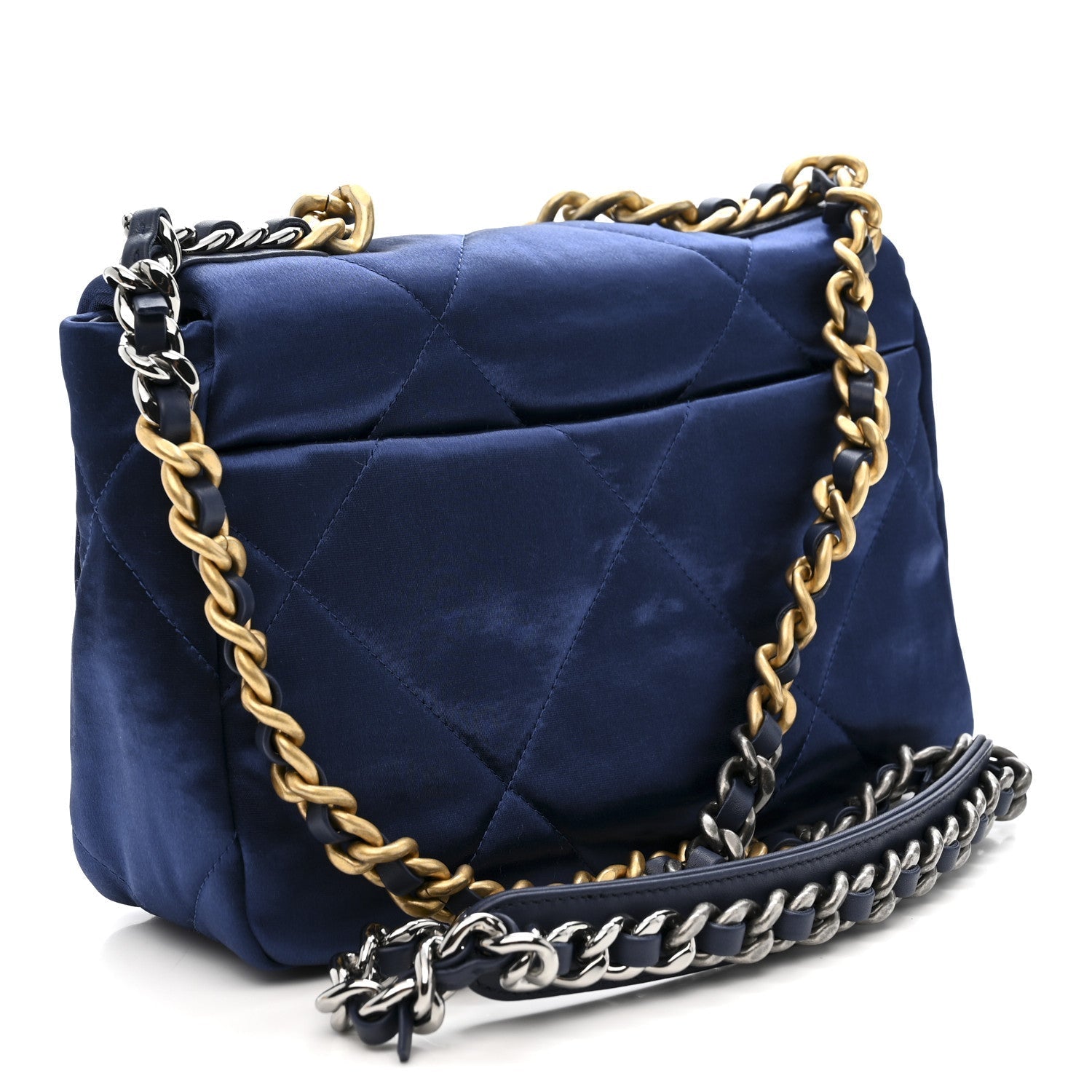 Satin Quilted Medium Chanel 19 Flap Blue