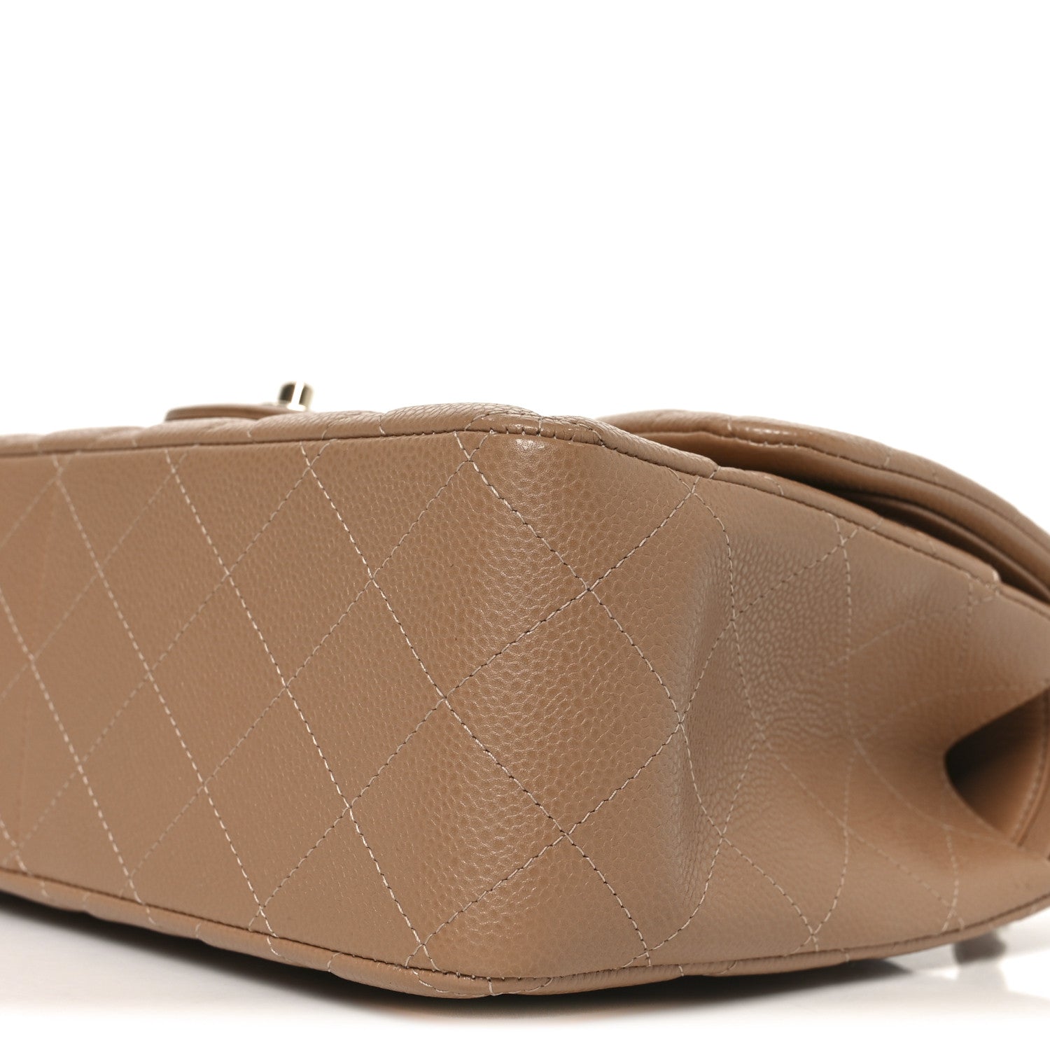 Caviar Quilted Jumbo Double Flap Beige