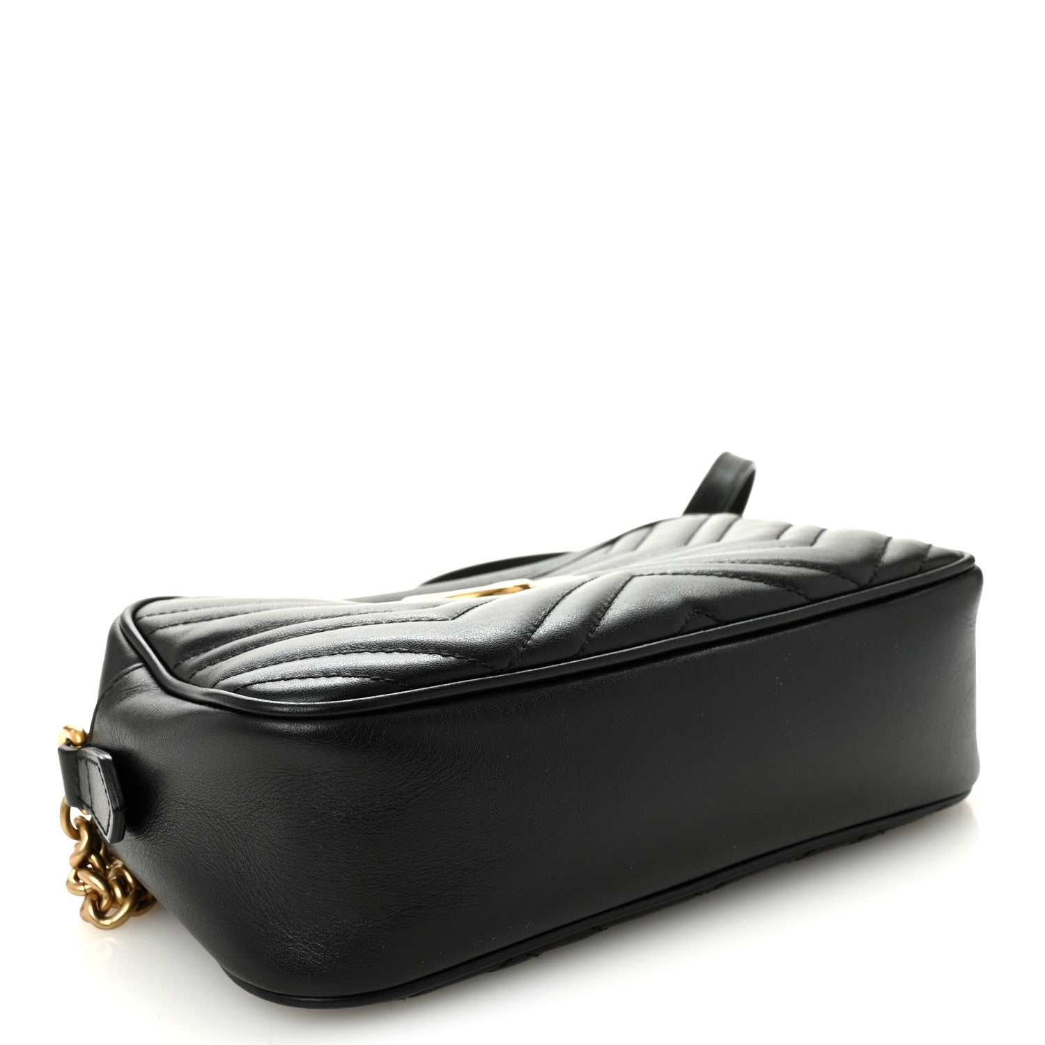 Calfskin Matelasse Small GG Marmont Chain Shoulder Bag Black