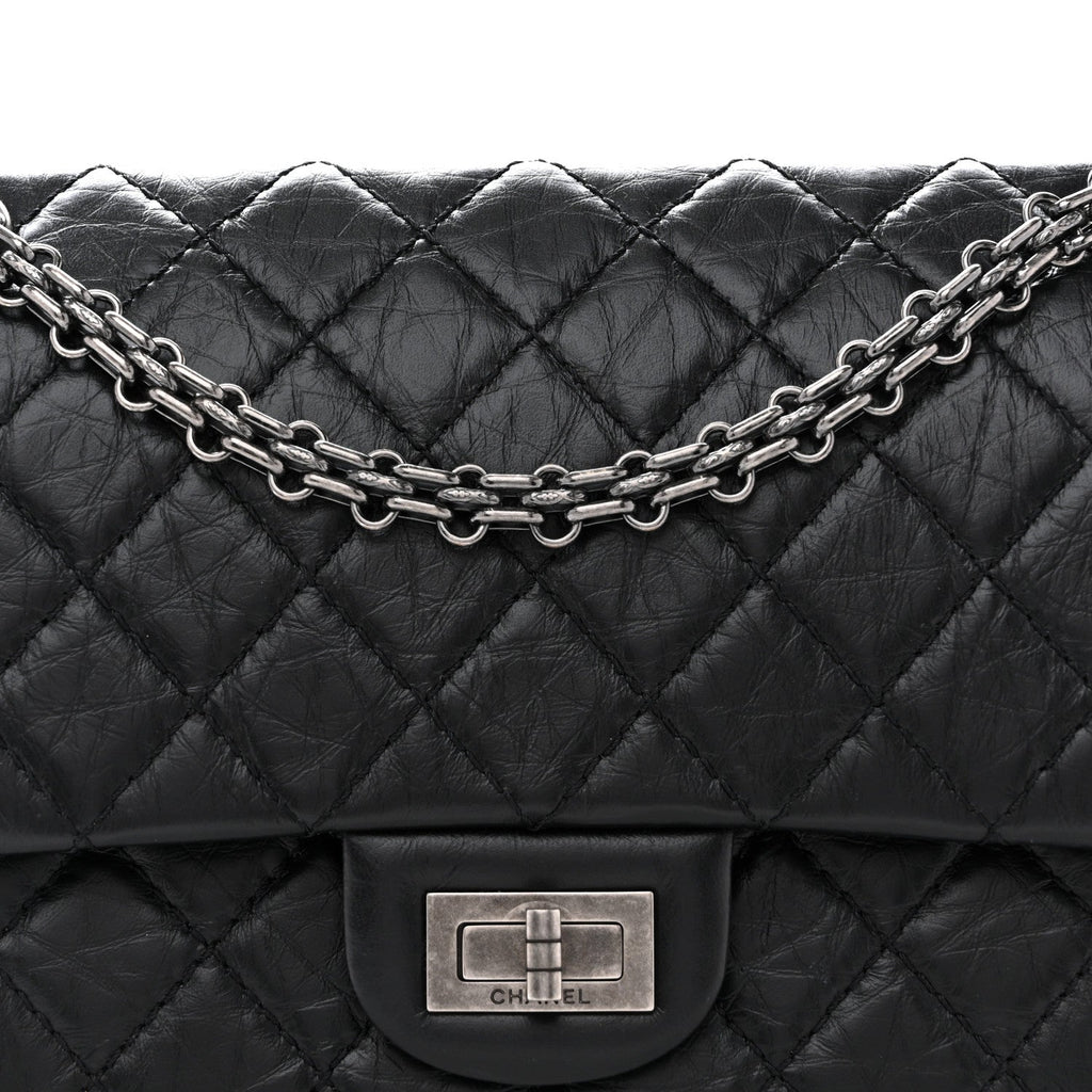 Aged Calfskin Quilted 2.55 Reissue 225 Flap Black