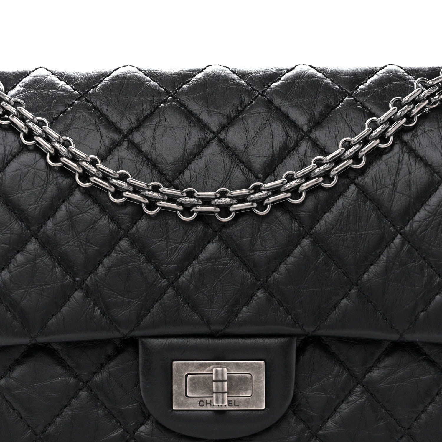 Aged Calfskin Quilted 2.55 Reissue 225 Flap Black