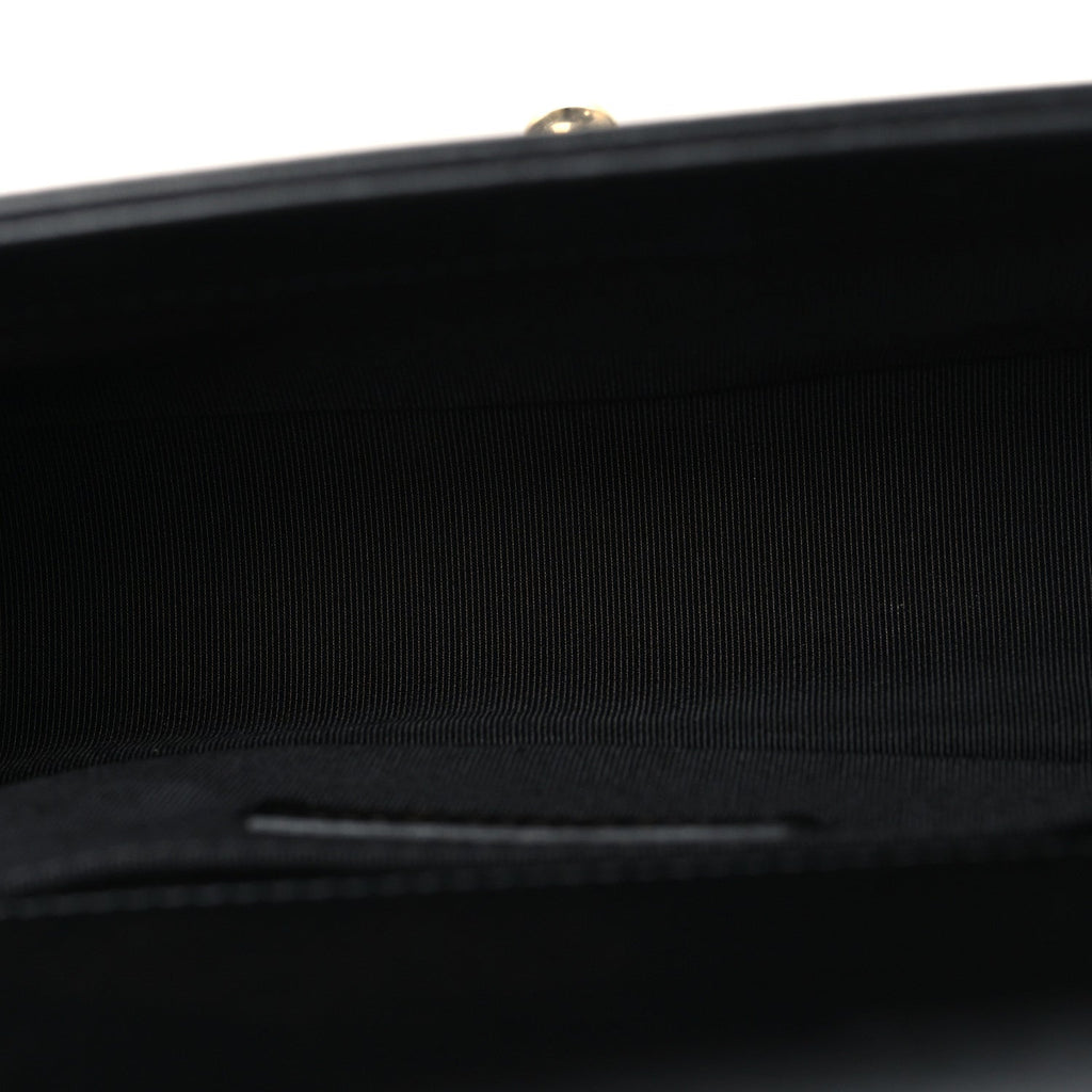 Calfskin Quilted Small Boy Flap Black