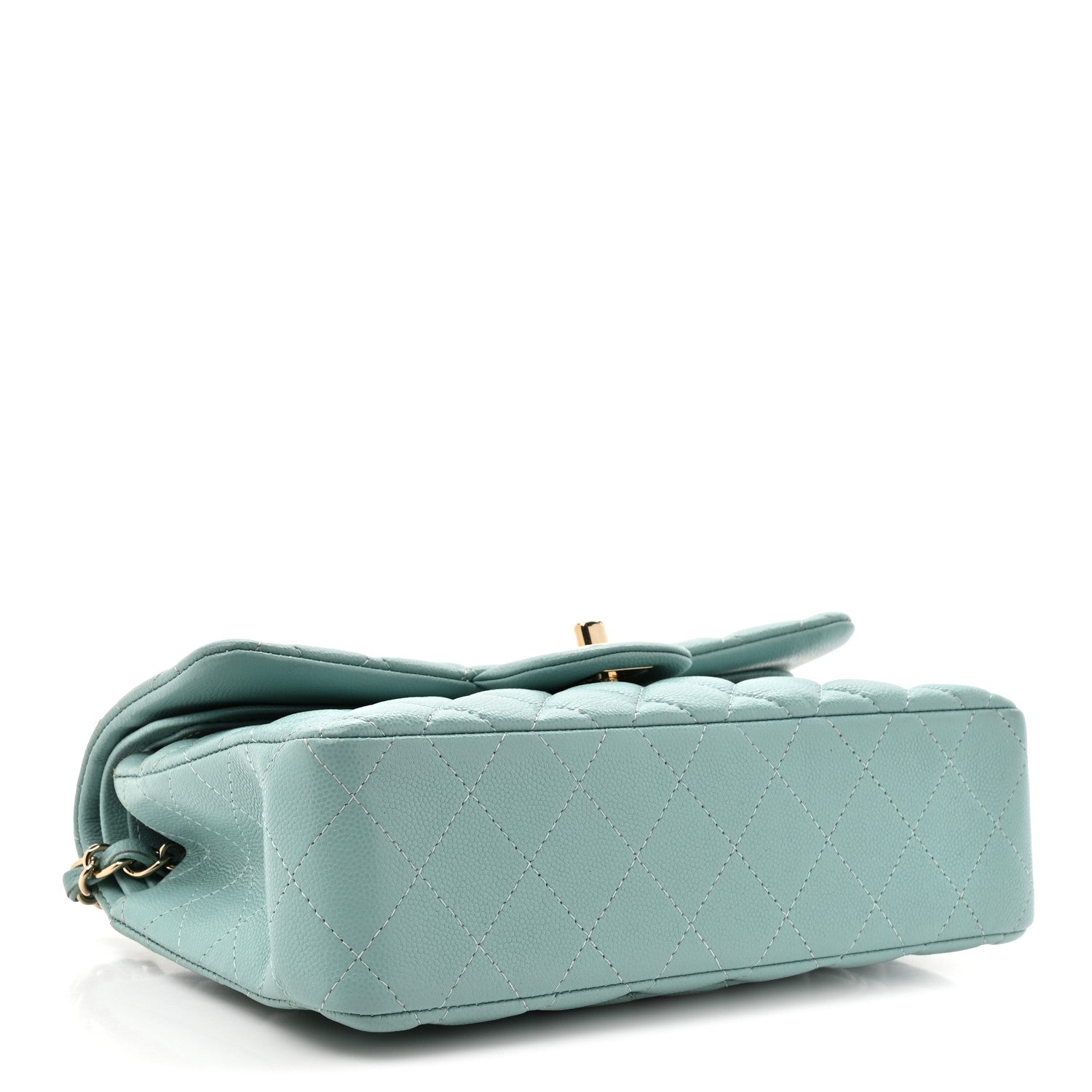 Caviar Quilted Small Double Flap Light Blue