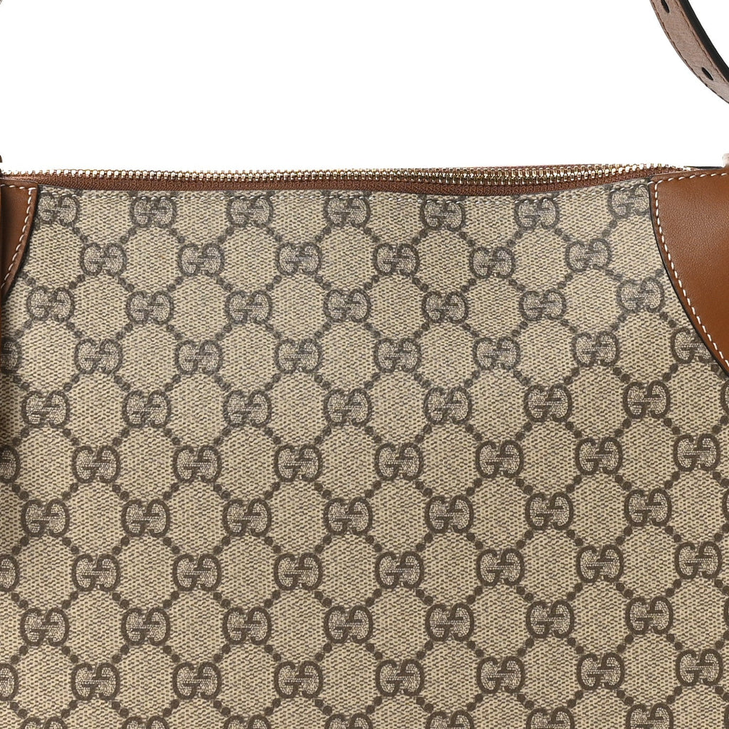 GG Supreme Monogram Emblem Medium Shoulder Bag Beige Dark Brown