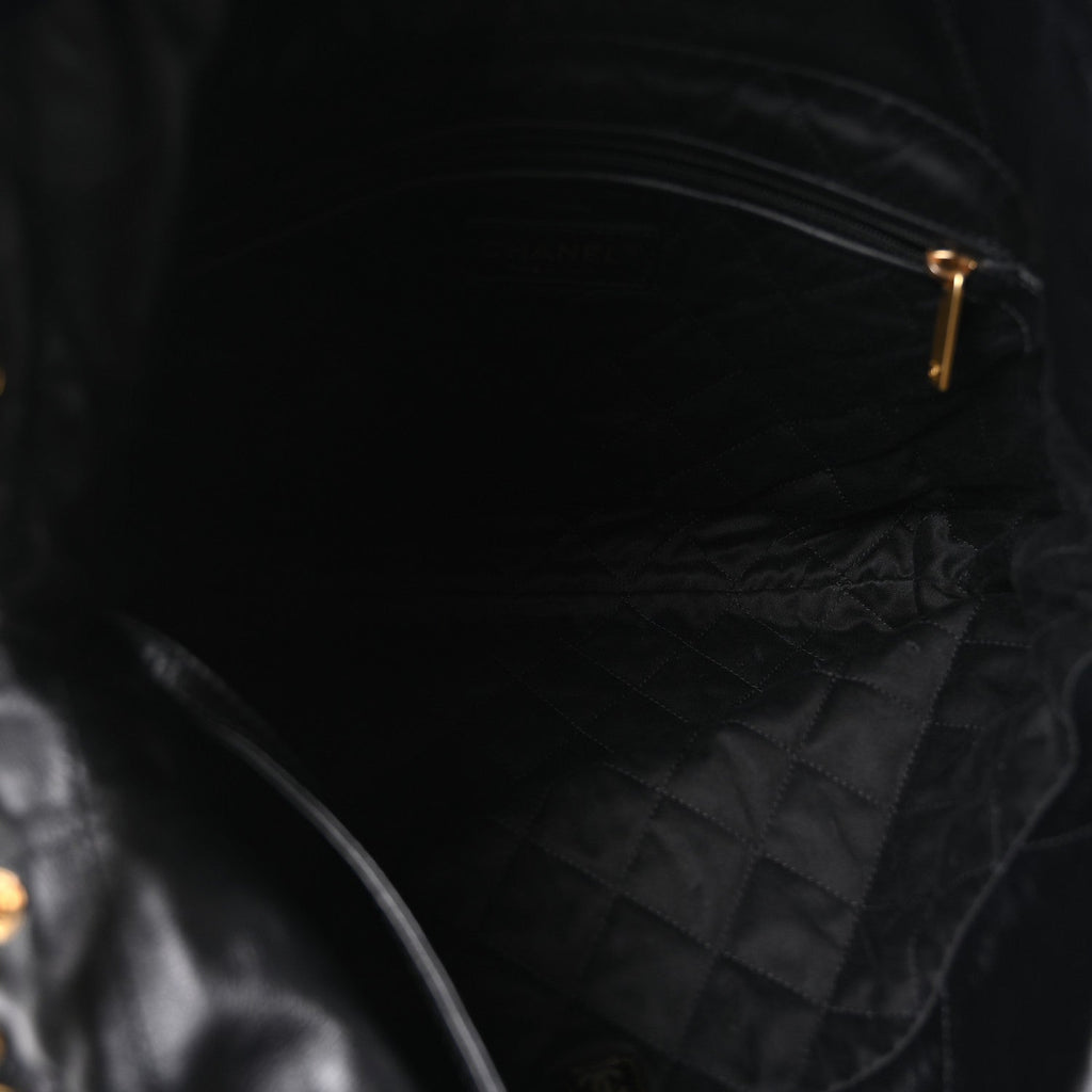 Shiny Calfskin Quilted Small Chanel 22 Black