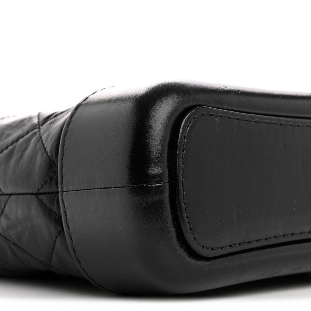 Aged Calfskin Quilted Small Gabrielle Hobo Black