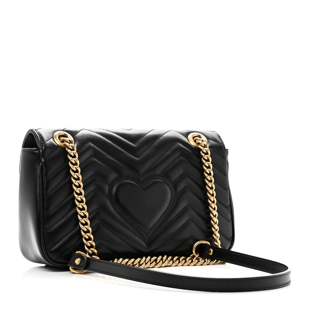 Calfskin Matelasse Small GG Marmont Shoulder Bag Black