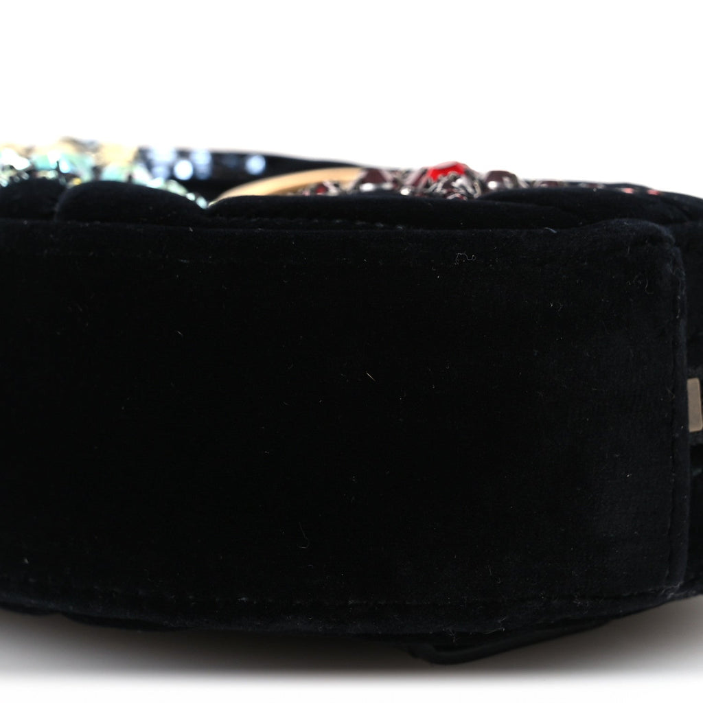Velvet Matelasse Crystal Star GG Marmont Belt Bag 75 30 Black