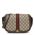 GG Supreme Monogram Web Small Ophidia Flap Messenger Bag Brown