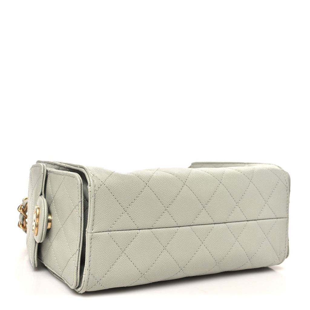 Caviar Quilted Mini Chanel 25 Handbag Light Green