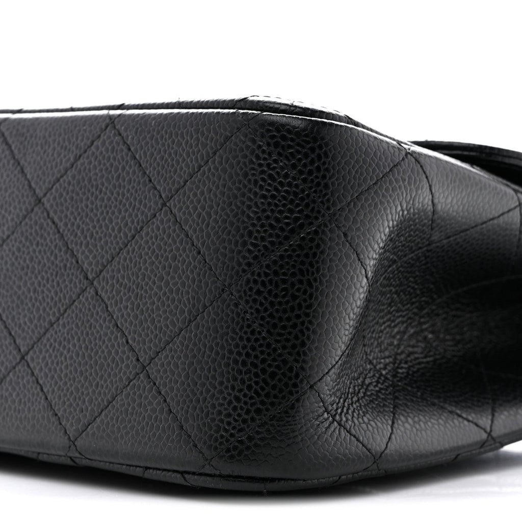 Caviar Quilted Jumbo Double Flap Black
