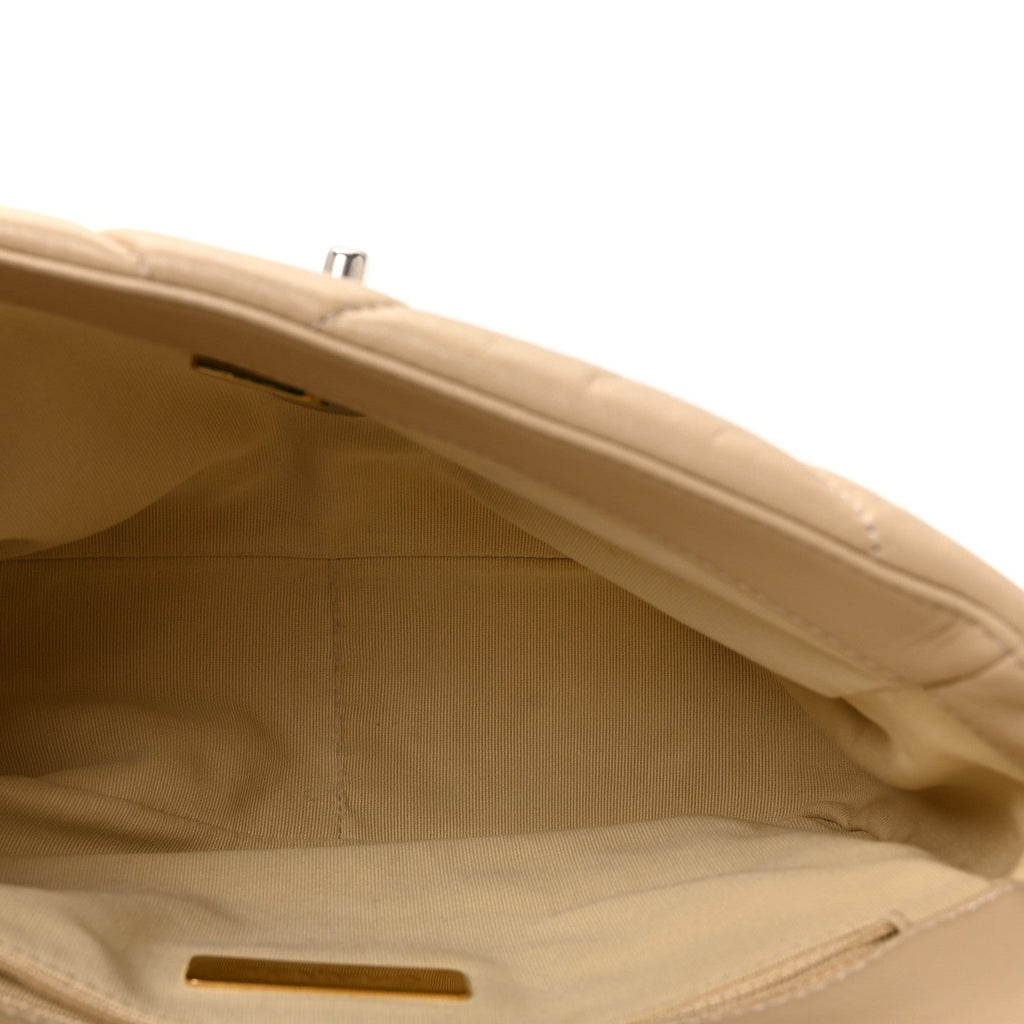 Lambskin Quilted Medium Chanel 19 Flap Beige