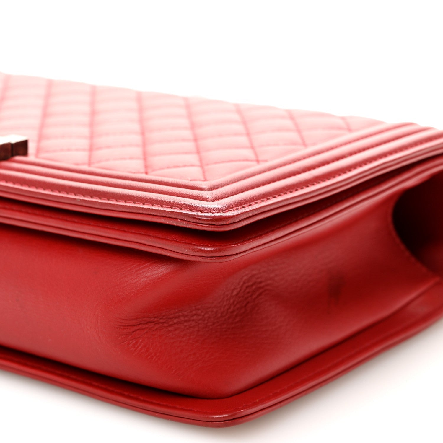 Calfskin Quilted New Medium Boy Flap Red