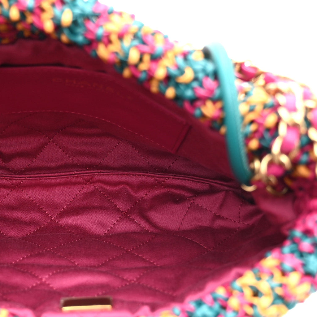 Calfskin Macrame Mini Chanel 22  Green Purple Yellow