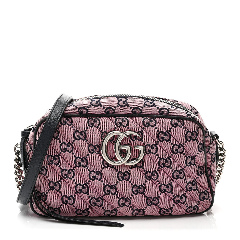 Monogram Multicolor Matelasse Diagonal Small GG Marmont Chain Shoulder Bag Pink Blue