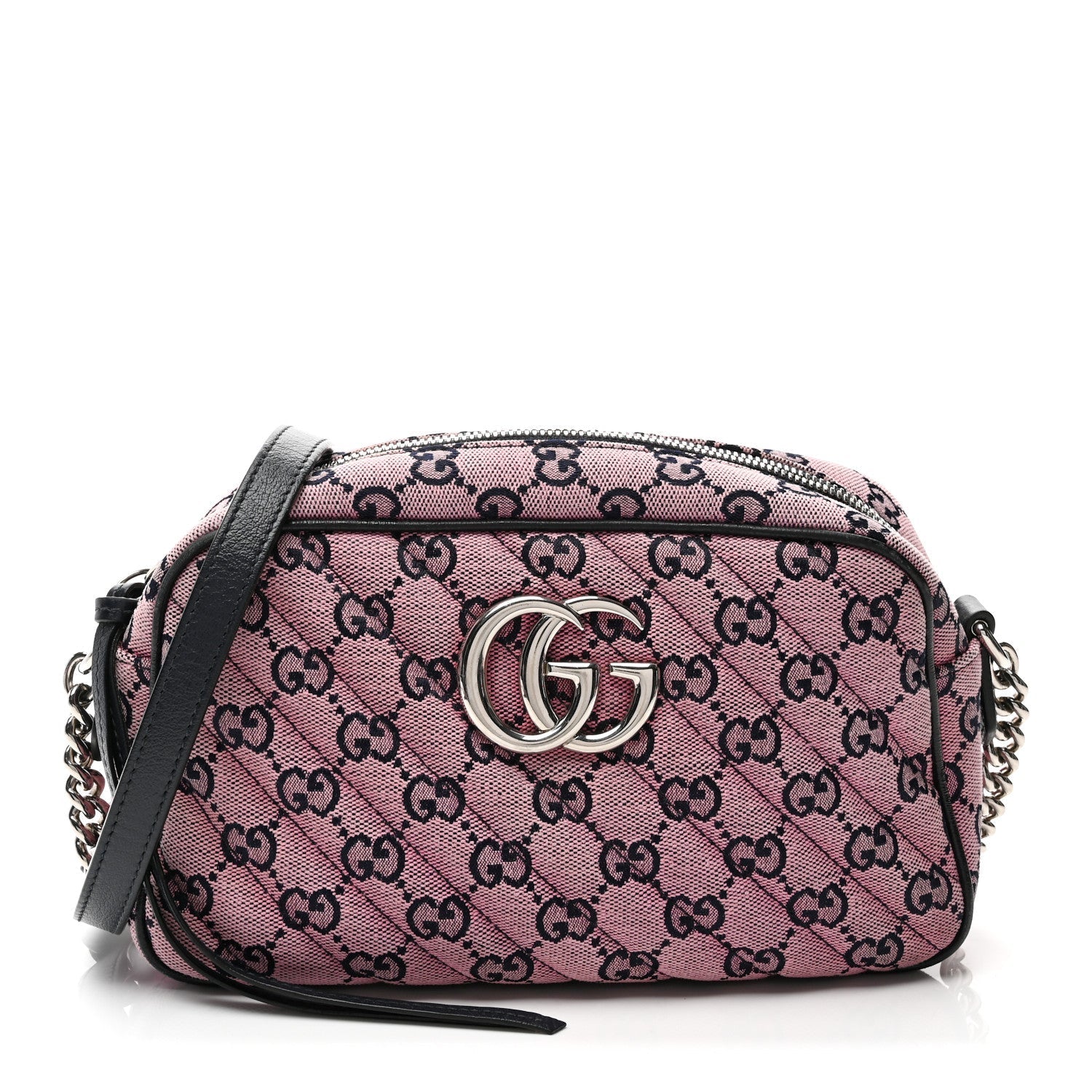 Monogram Multicolor Matelasse Diagonal Small GG Marmont Chain Shoulder Bag Pink Blue