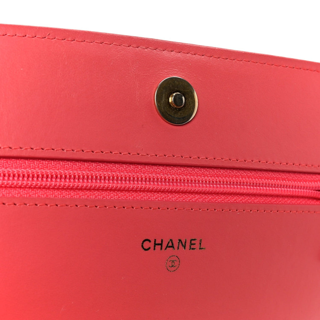 Caviar Quilted Boy Wallet On Chain WOC Dark Pink
