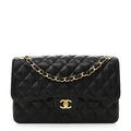 Caviar Quilted Jumbo Double Flap Black