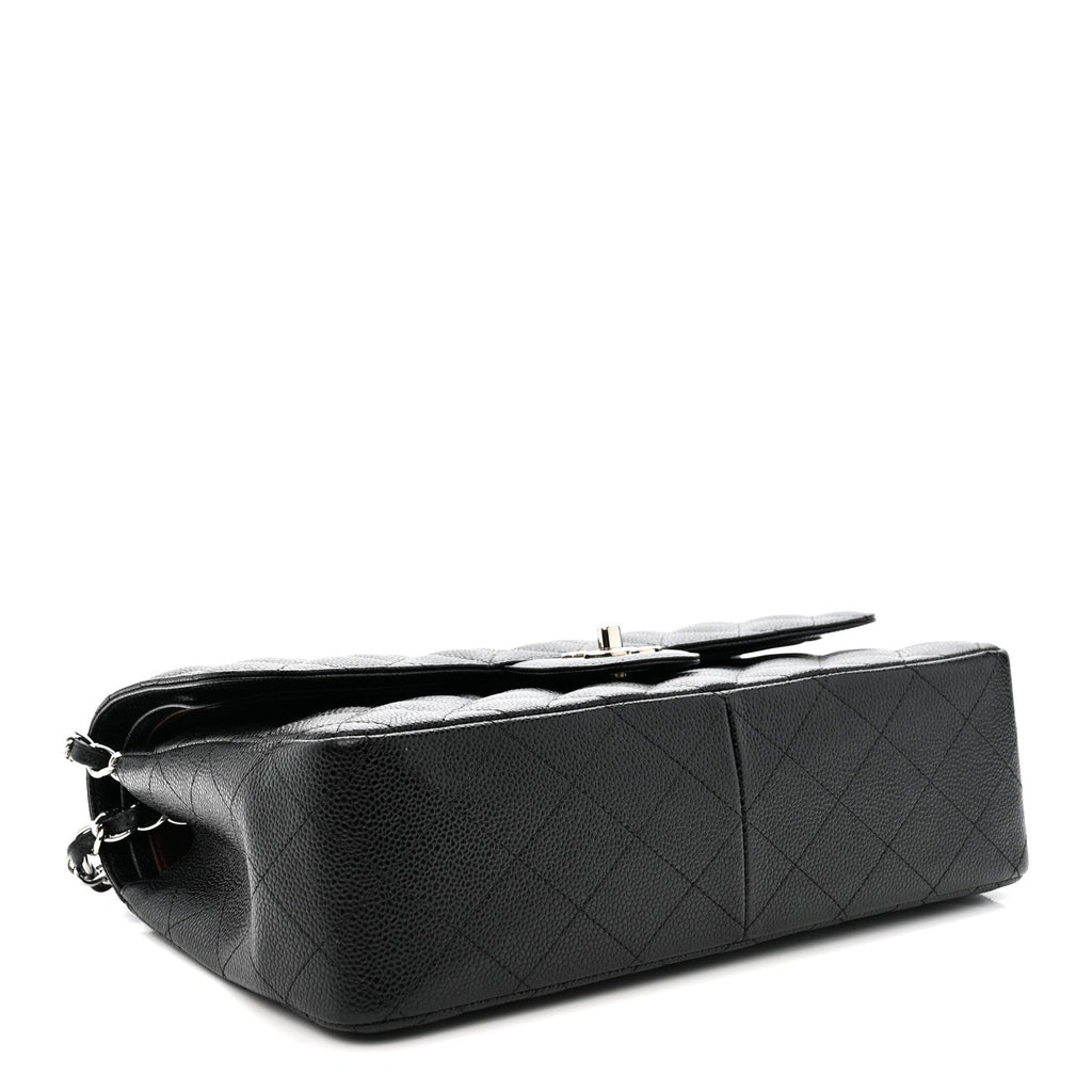 Caviar Quilted Jumbo Double Flap Black