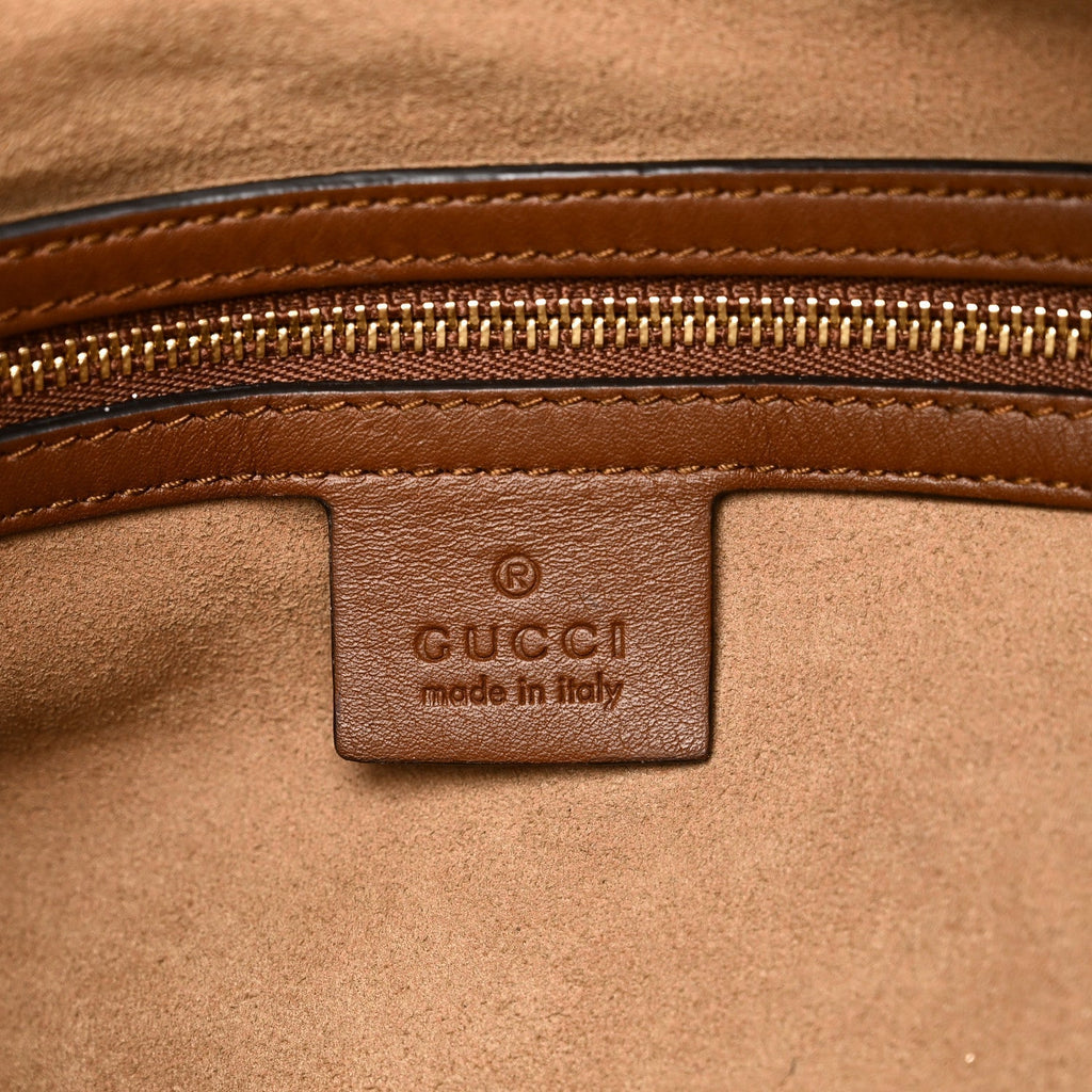 GG Supreme Monogram Large Linea A Hobo Light Brown