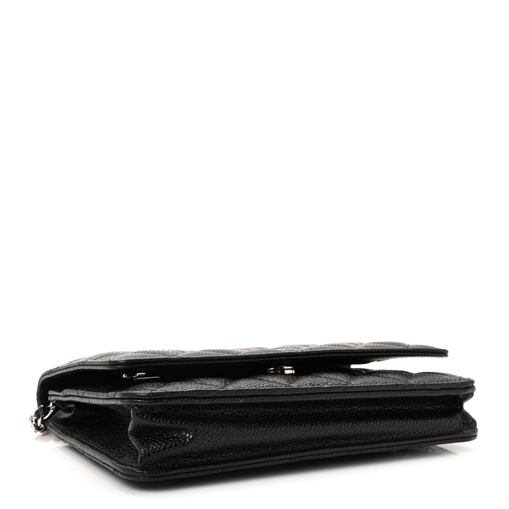 Caviar Quilted Wallet on Chain WOC Black