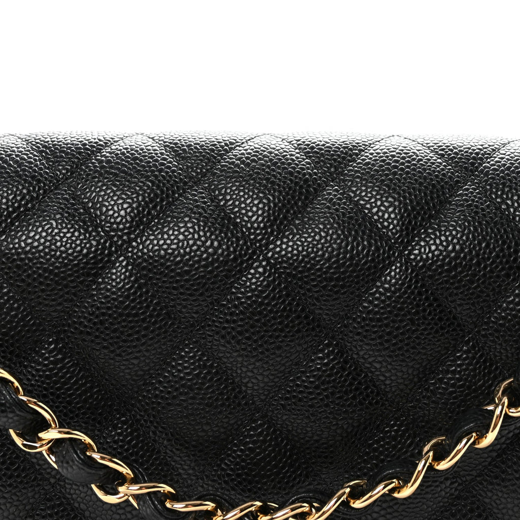 Caviar Quilted Jumbo Double Flap Black
